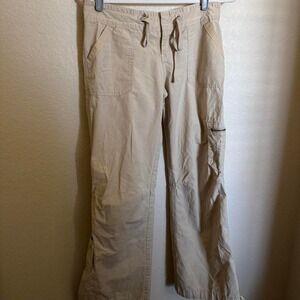 Vintage Y2K Abercrombie & Fitch Low Rise Wide Baggy Cargo Pants‎ Sz 4 in Tan
